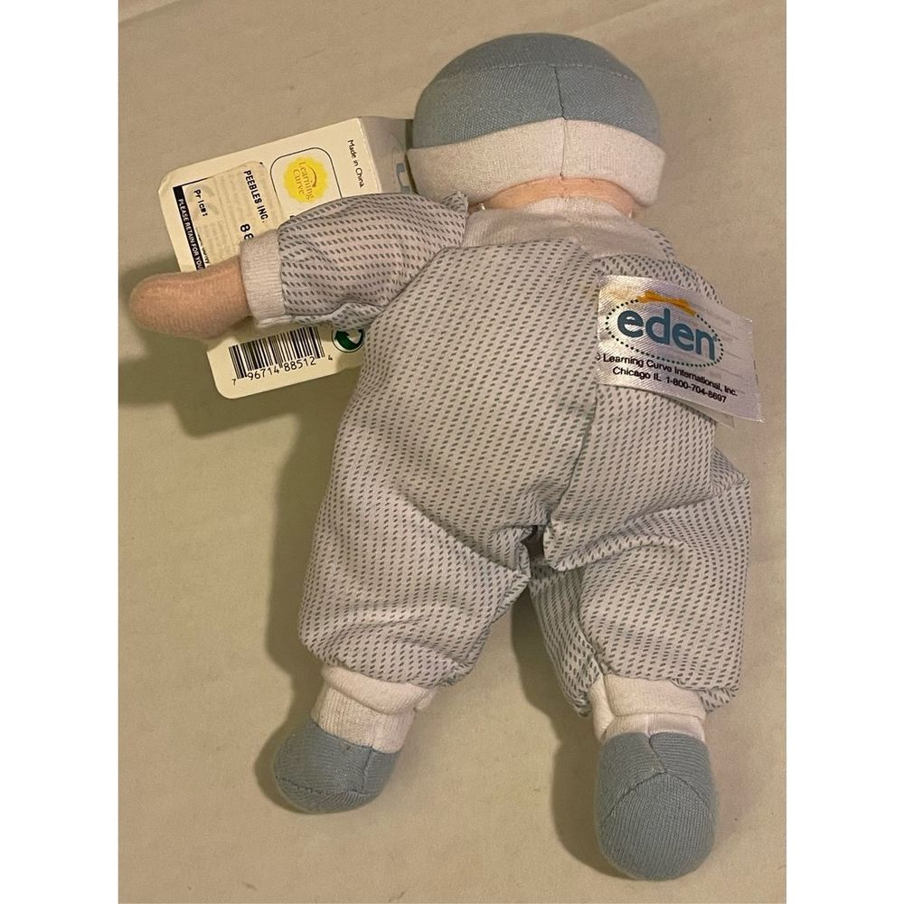 Eden Baby Boy Soft 7” Blue & White Striped Salior Outfit 2004 Precious Mini-Baby - Picture 4 of 4